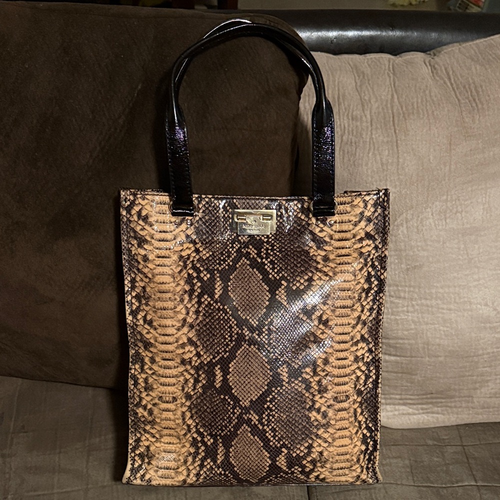 EC- Kate Spade Elegant Snake Print Tote with Black Accents